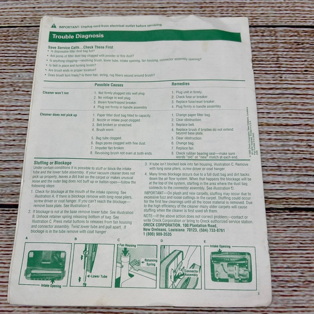 ORECK XL 9100HG Upright‎ Vacuum Cleaner User's Guide Manual